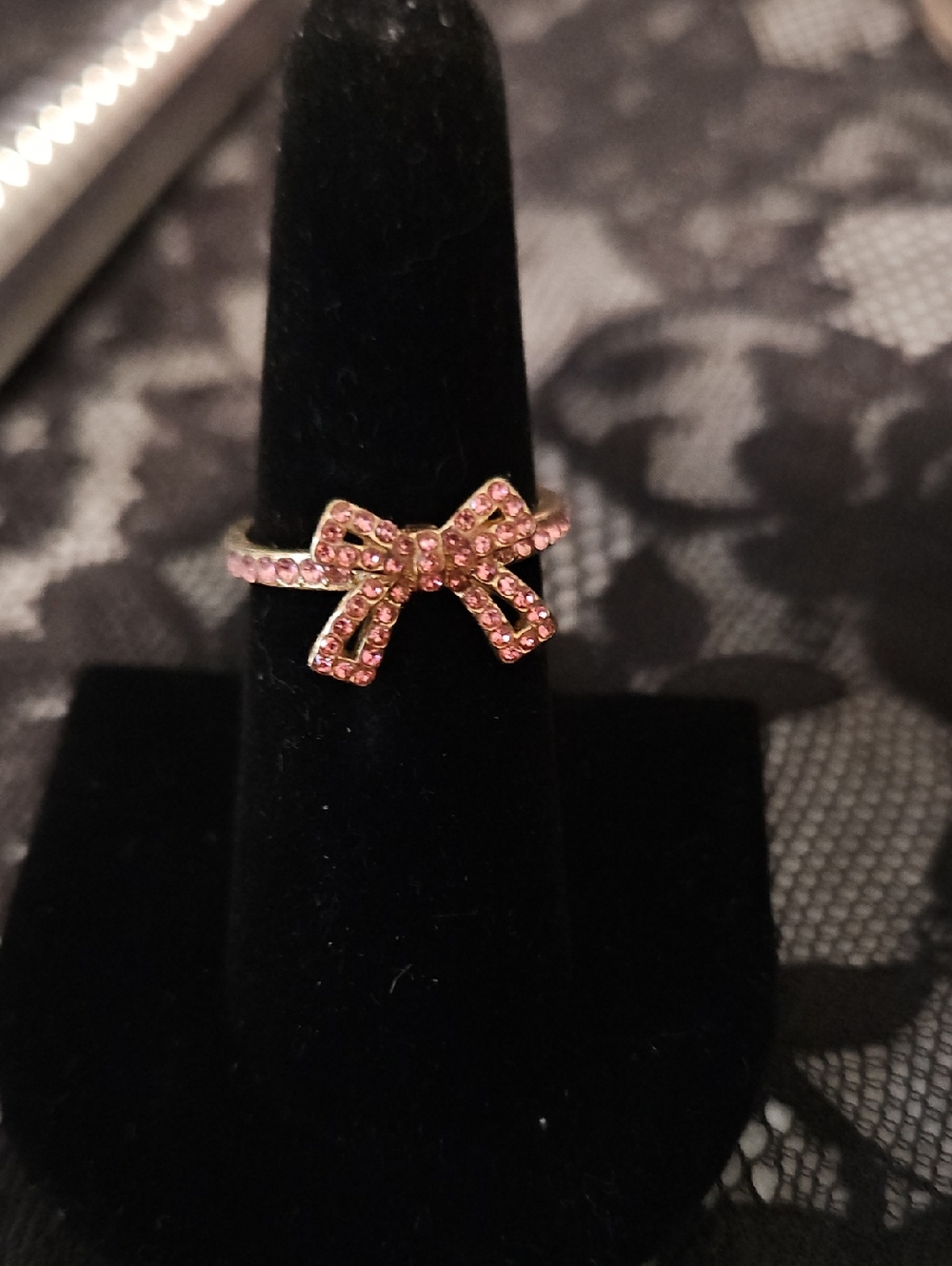 Pink Bow Crystal Ring - Women Jewelry